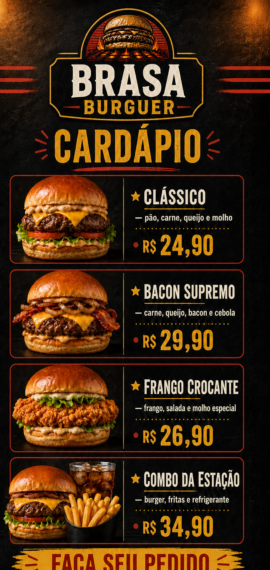 Miniatura do cardápio completo Brasa Burguer